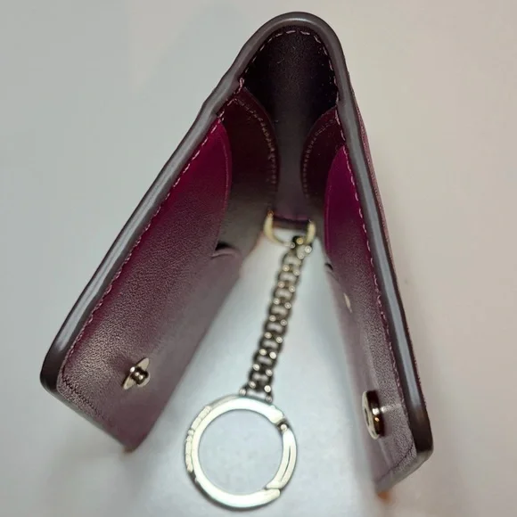 Kate Spade Nadine Leather Slim Bifold Card Holder w/ Keyring NWOT Rhubarb Tart